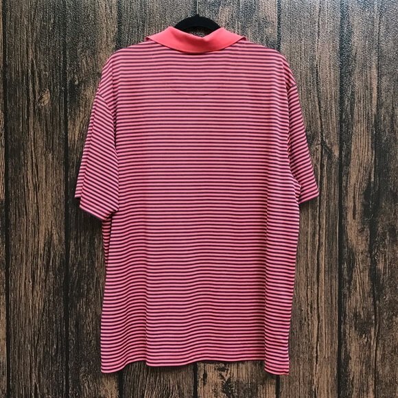 Roundtree & Yorke Performance Orange Navy Stripe Golf Polo Shirt Mens Size XXL - Picture 11 of 11